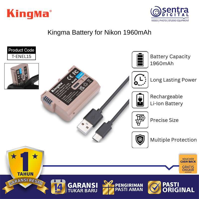 Kingma T-ENEL15 Battery for Nikon Z7II D780 D500 Backup Battery 1960mAh  Mirrorless Camera Battery