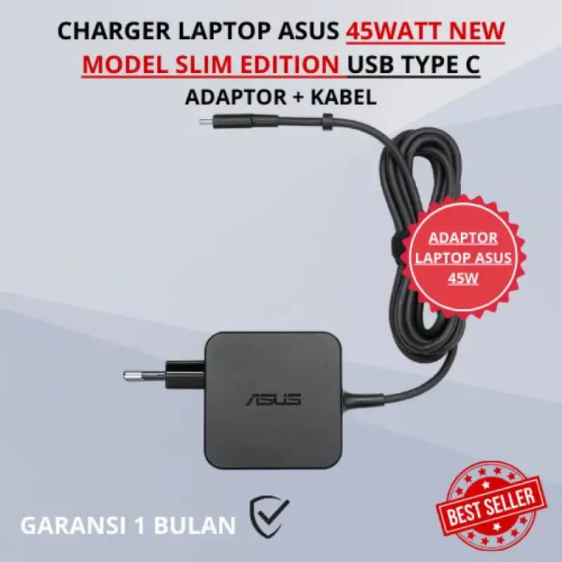 Adaptor charger Laptop ASUS 45Watt NEW SLIM EDITION USB Type C Original
