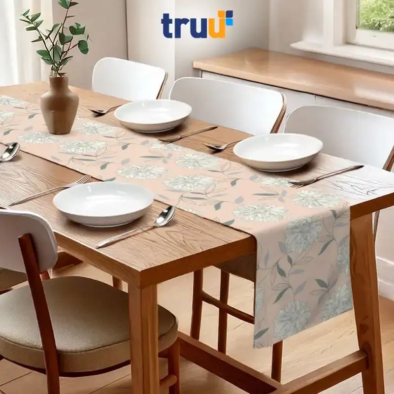 Promo Truu Table Runner Chrysantemum Peach Tr.tr008 Twill 200x30 Cm ...