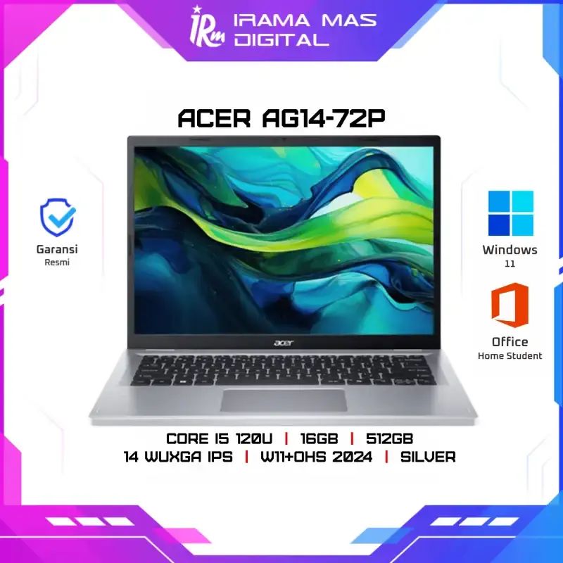 Jual Acer Ag14-72p Core 5 120u/16gb/512gb /14 Wuxga Ips/w11+ohs 2024 ...