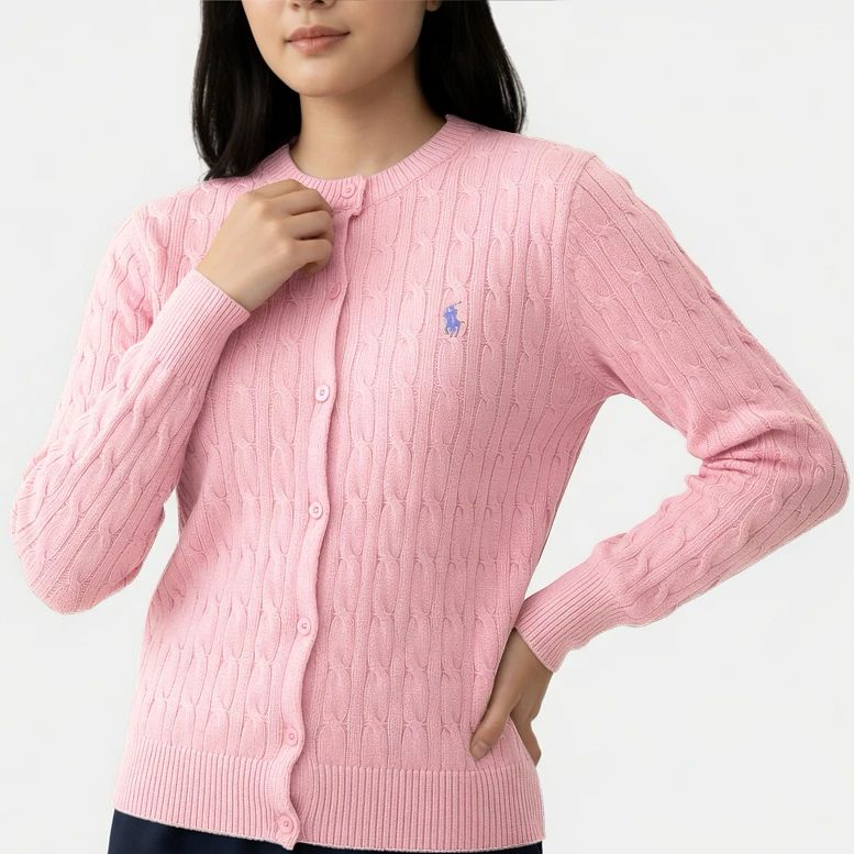 Promo Polo - 0268.09 Cable Knit Cardigan - Baby Pink Diskon 69% Di