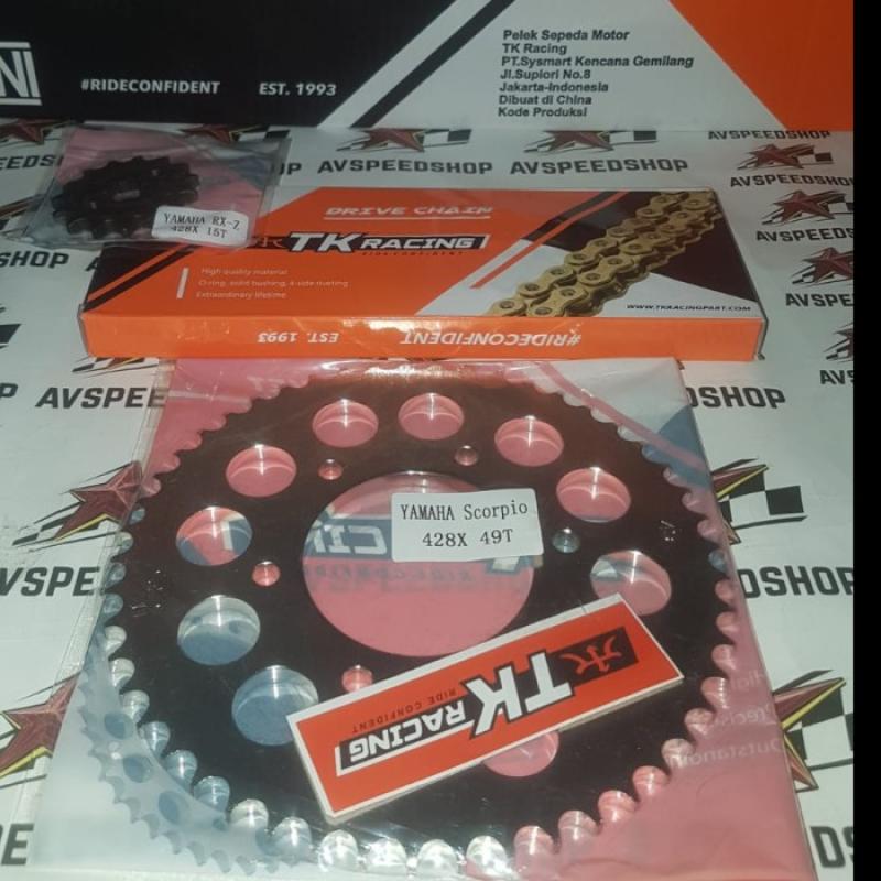 Jual GIR SET GEAR SET TK YAMAHA XABRE & RANTAI TK 428 140 L GOLD di
