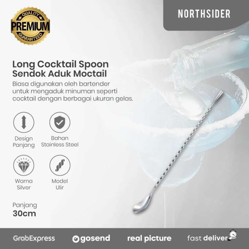 Jual Silver Stainless Long Spoon Stirrer Sendok Panjang Aduk Stirring