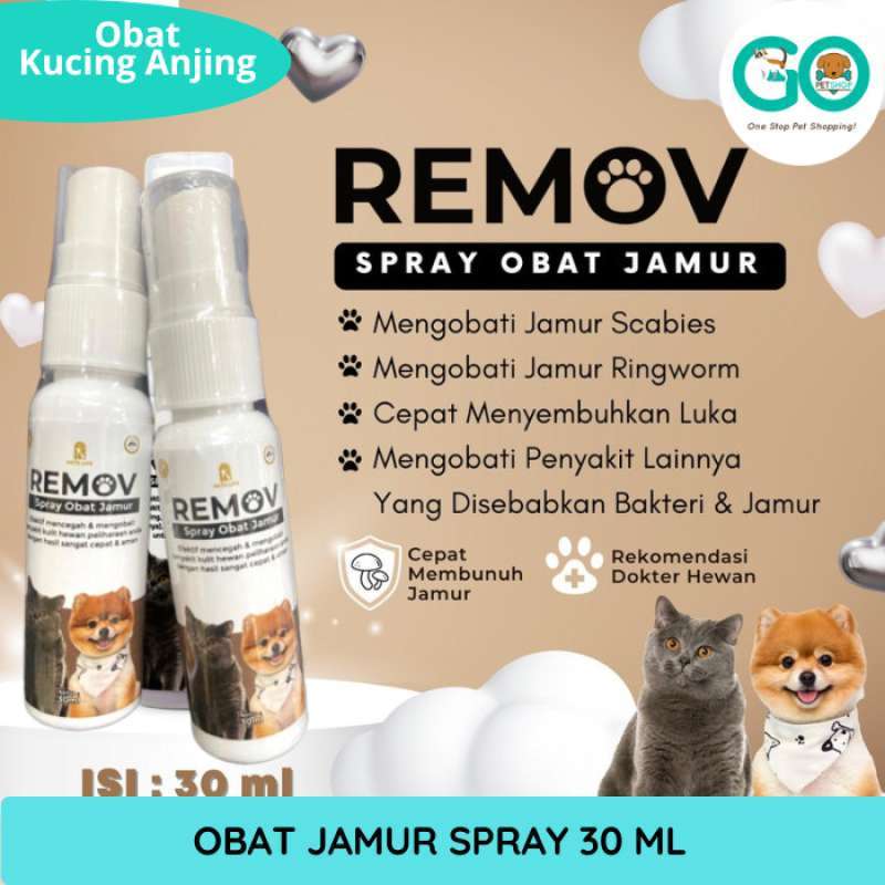 Promo REMOV Obat Spray Jamur Anjing Kucing 30 ml Scabies Ringworm Luka