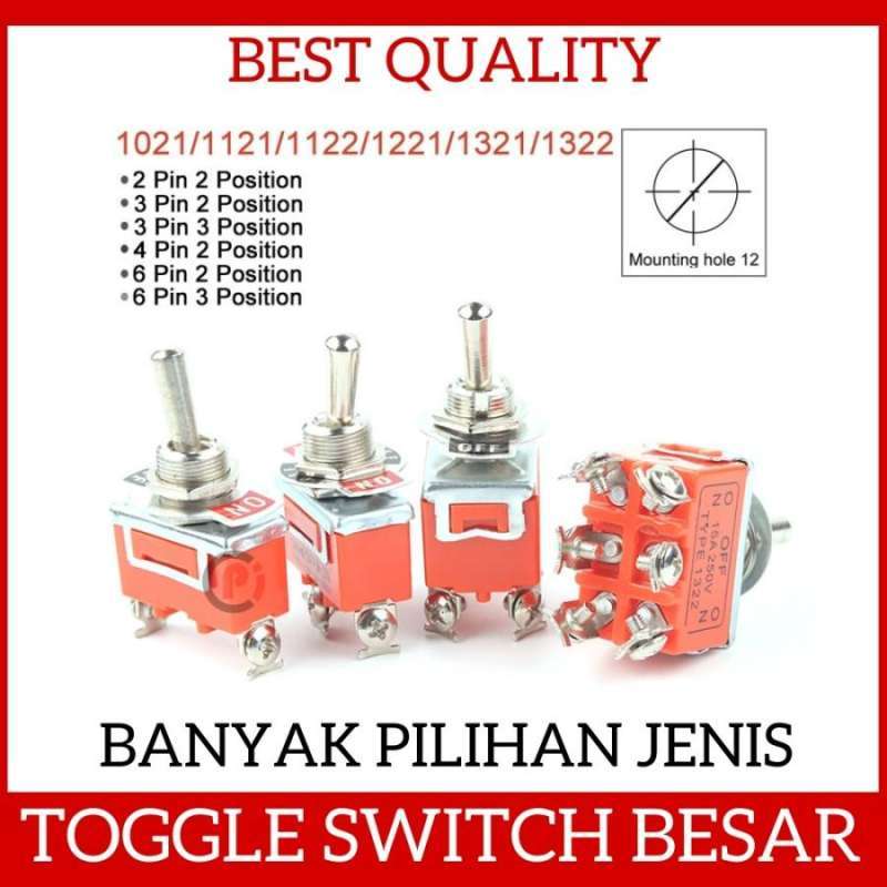 Jual Toggle Switch Saklar Toogle 2 3 4 6 Pin 2 / 3 Posisi Ukuran Besar ...