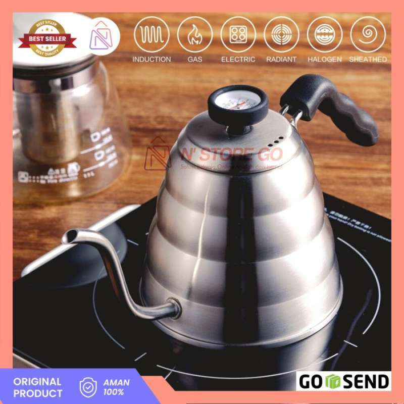 Promo Coffee Maker Pot V60 Drip Kettle 1200ML with Thermometer Diskon 23 di Seller Silia Store
