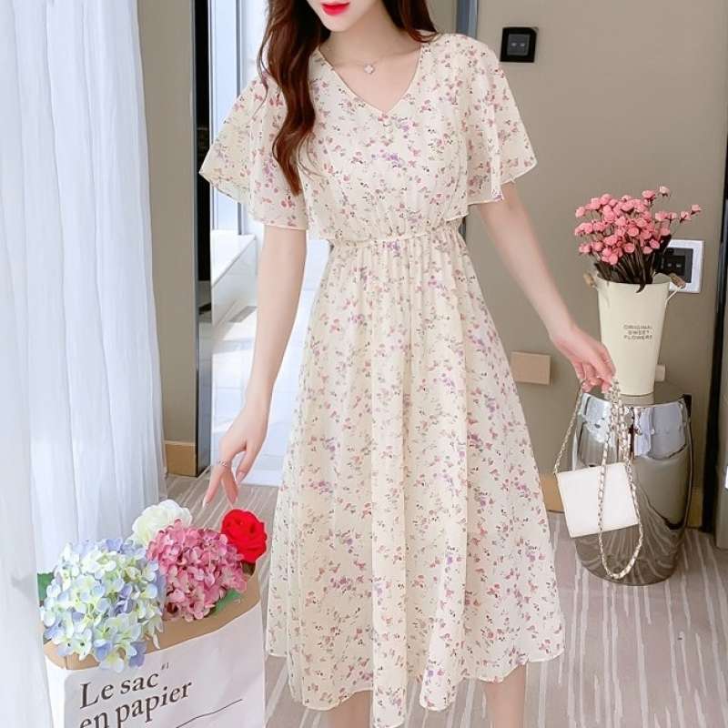 Jual COD hot 2023 gaun bunga versi Korea baru/midi dress korea/Dress