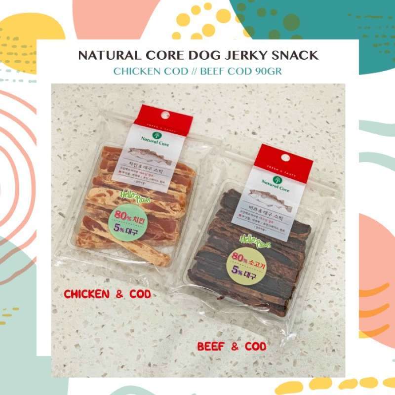 Promo Natural Core Chicken Cod / Beef Cod Dog Jerky Snack Cemilan