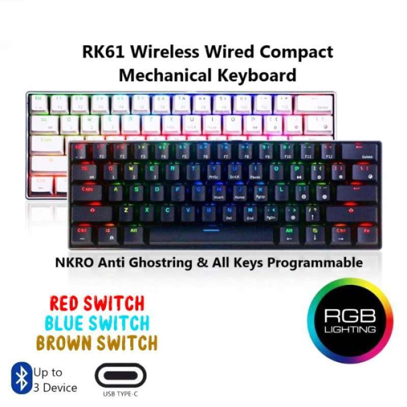 Red Dragon Rk61 Promo Mechanical Keyboard Royal Kludge Rk61 Wired Wireless Bluetooth ...