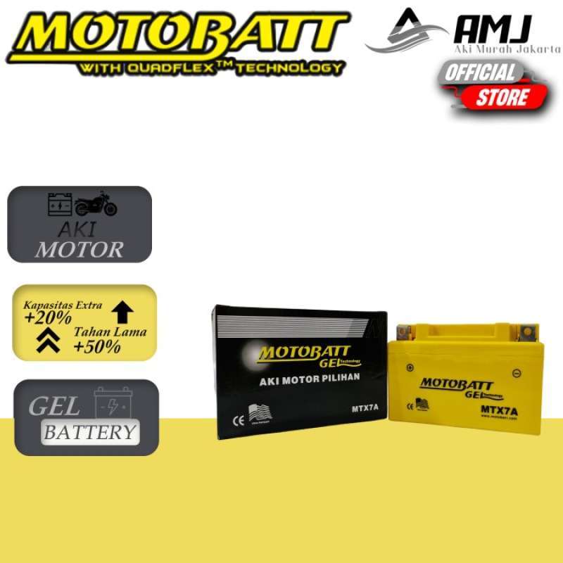 Promo Aki Motor Kymco Matic Mtx7A Motobatt Quadflex 12V / 7Ah Aki Gel