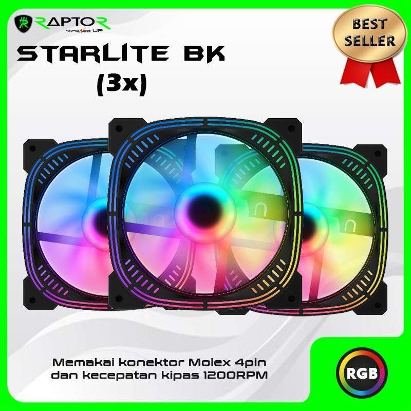 Jual Raptor Fan Starlite Paket 3FAN Casing 12cm ARGB with Controller ...