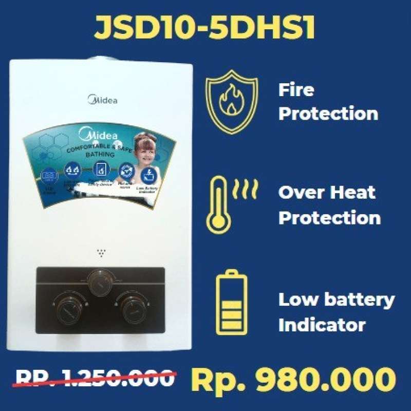 Promo Pemanas Air Midea Water Heater Gas JSD10 5DG2 Kapasitas 5 Liter