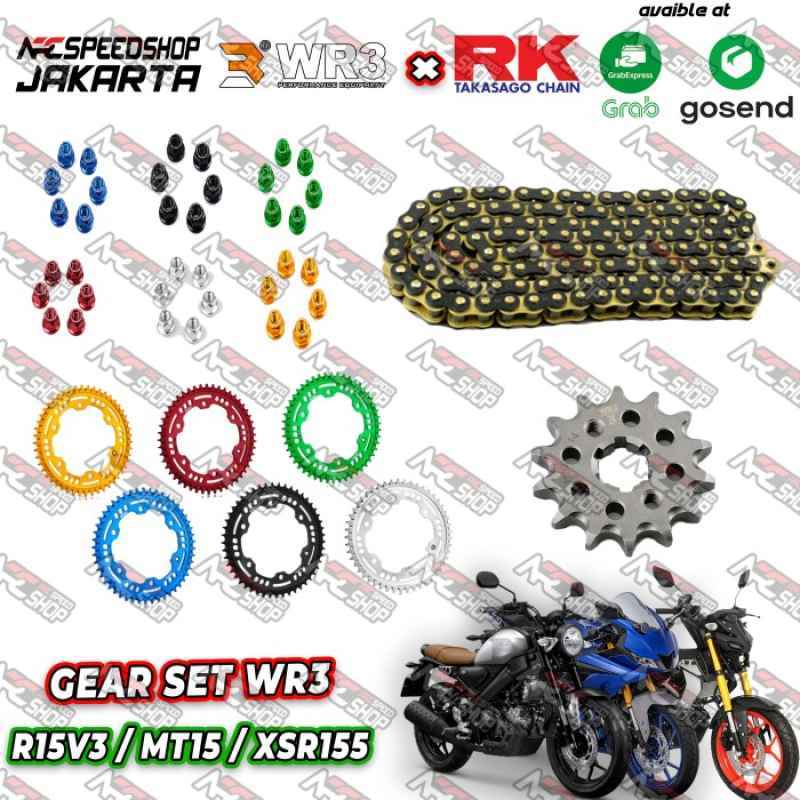 Jual GEAR SET WR3 R15 V3 XSR155 MT15 RANTAI RK CHAIN 428 130L KLO