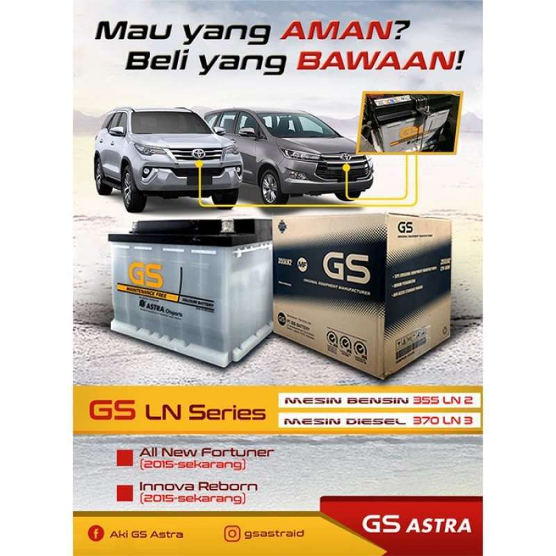 Jual Sale Aki Mobil Innova Reborn Bensin Gs Mf Oem 355Ln2 / Ln2 12V