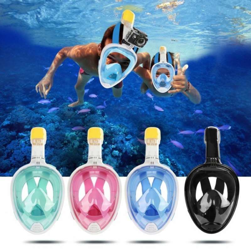 Promo SNORKEL SNORKLE FULL FACE SNORKELING DIVING MASK EASY BREATH