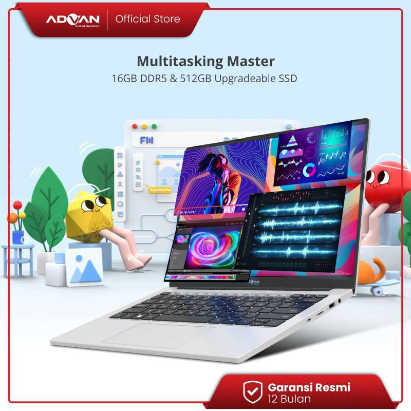 Promo Advan Laptop Workplus Amd Ryzen 5 6600h 14'' Fhd Ips 16gb 512gb ...
