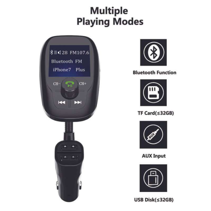 Promo FM34 BLUETOOTH HANDSFREE CAR KIT LED FM TRANSMITTER MP3 PLAYER