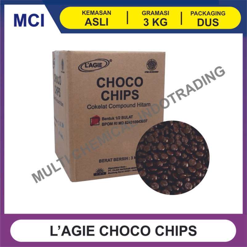 Jual Choco Chips Coklat Lagie Chocochips 1/2 Bulat 3 Kg - 1 Dus 4 Box ...