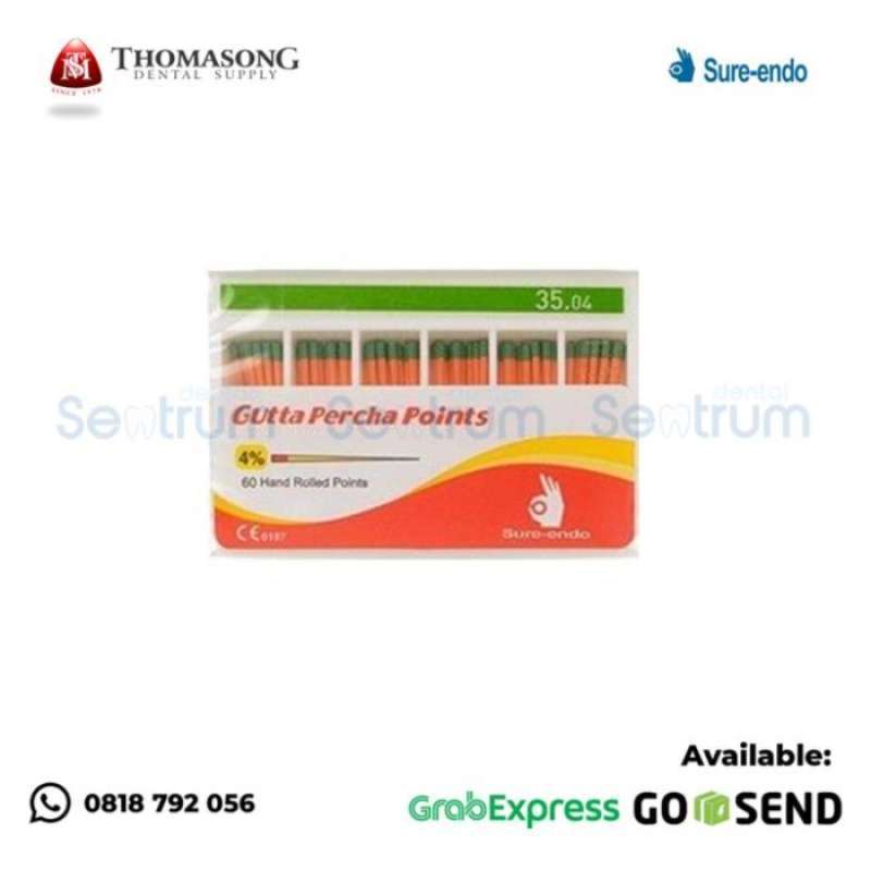 Promo Sure Endo Gutta Percha Points 4 35.04 size 35 for endo 60 pcs