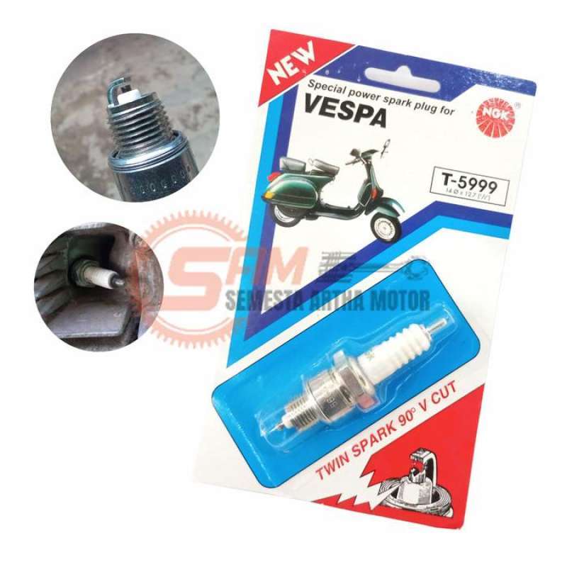 Jual NGK Twin Spark Plug T5999 Busi BP7HS Motor Vespa Super Sprint F1zr