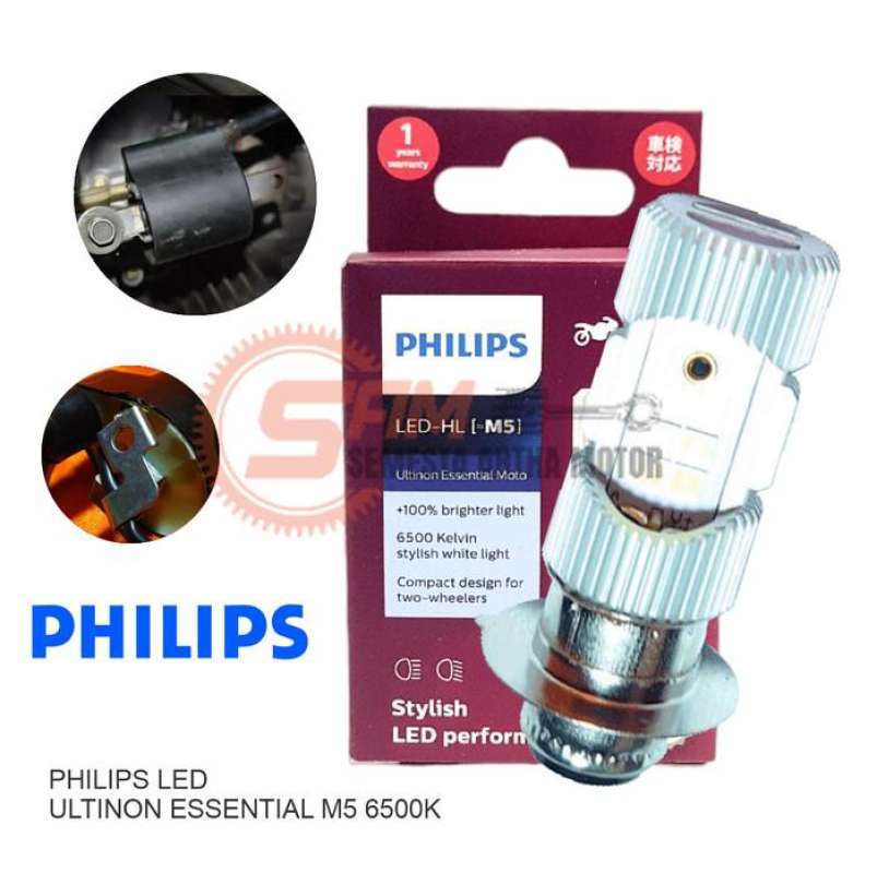 Jual Lampu Depan Motor Philips Ultinon Essential Moto LED M5 Putih