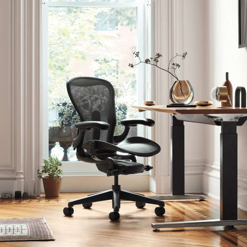 Promo Herman Miller Remastered Aeron Chair Graphite Ergonomic Office