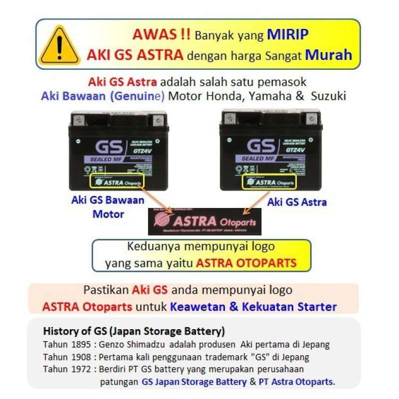 Promo Aki Motor Honda Beat Blade Revo Scoopy Spacy Fi Gs Astra Gtz4v