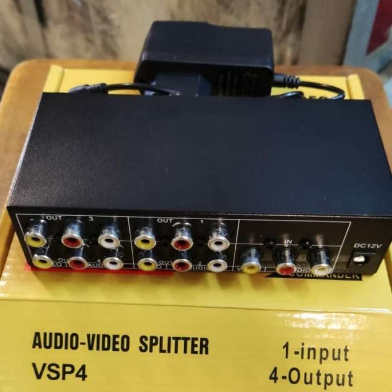 Promo 4 Load Video-Audio Amp Spliter / Splitter Rca 4Port Usat Terbaik
