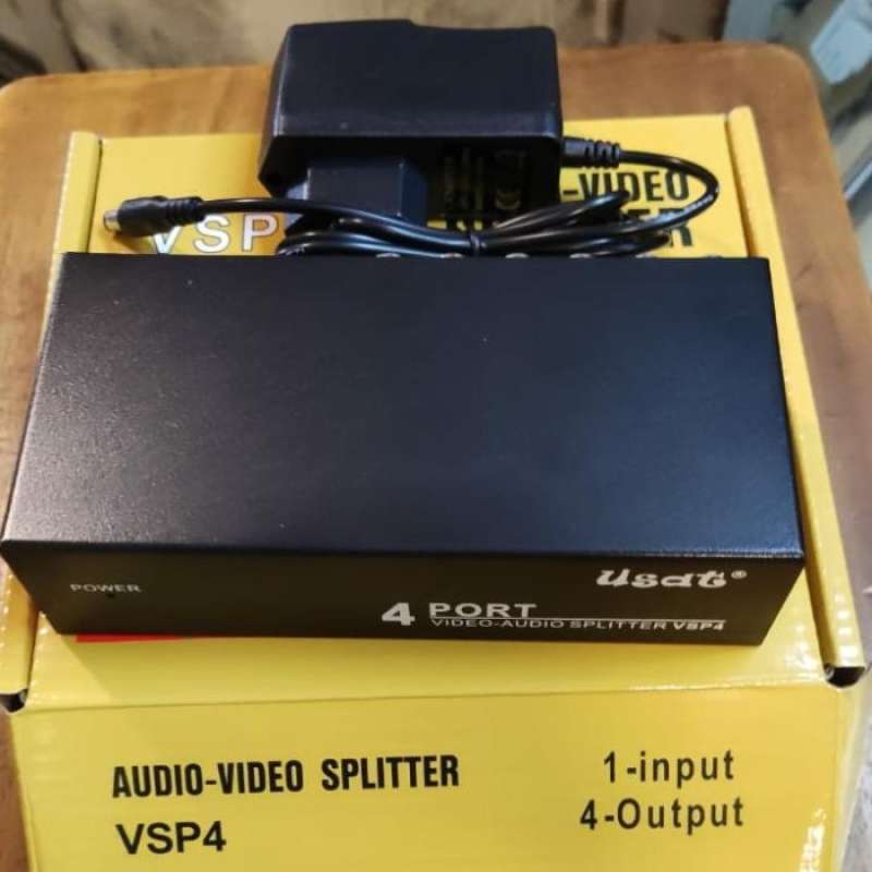 Promo 4 Load Video-Audio Amp Spliter / Splitter Rca 4Port Usat Terbaik