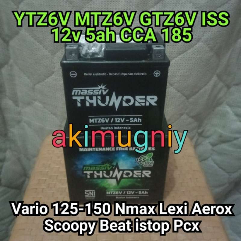 Promo aki motor new nmax new aerox mtz6v ytz6v gtz6v 12v 5ah mf gs