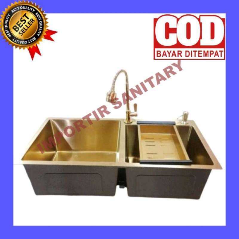 Promo Bcp 2 Lubang Gold/Kitchen Set Gold Lengkap/Bak Cuci Piring 2 ...
