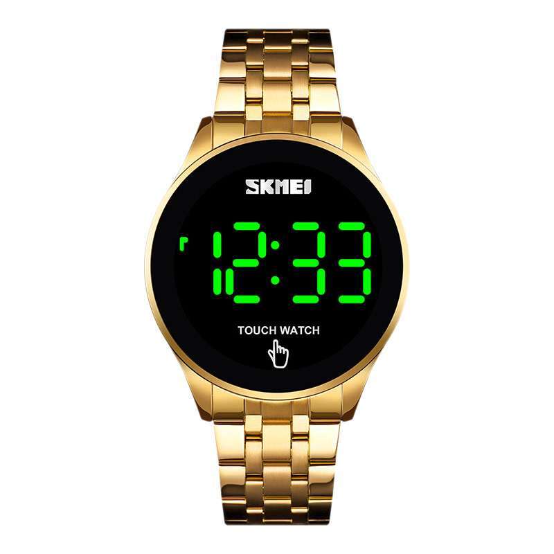 Jam Tangan Pria SKMEI 1579GD Men Digital Dial Gold Stainless Steel Strap  [Machtwatch]