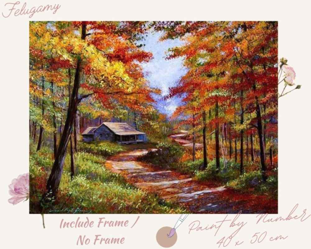 Promo Promo Paint By Number Lukisan Pemandangan Rumah Di Hutan Diskon