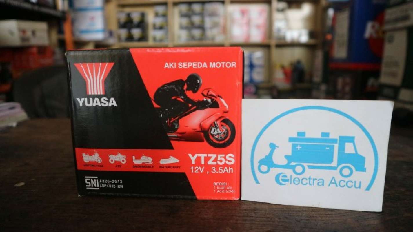 Promo Aki motor Suzuki Hayate YTZ5S Yuasa aki kering GARANSI Diskon 3%