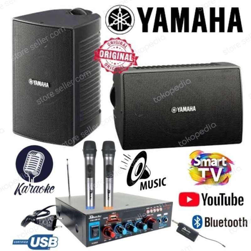 Promo KARAOKE SET MINI YAMAHA 6 INCH AMPLI KARAOKE SMART TV 2 MIC