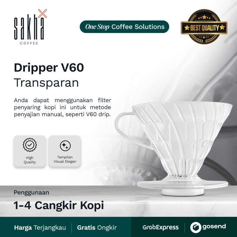 Promo V60 Dripper Transparan Coffee Manual Brew Alat Seduh Saringan