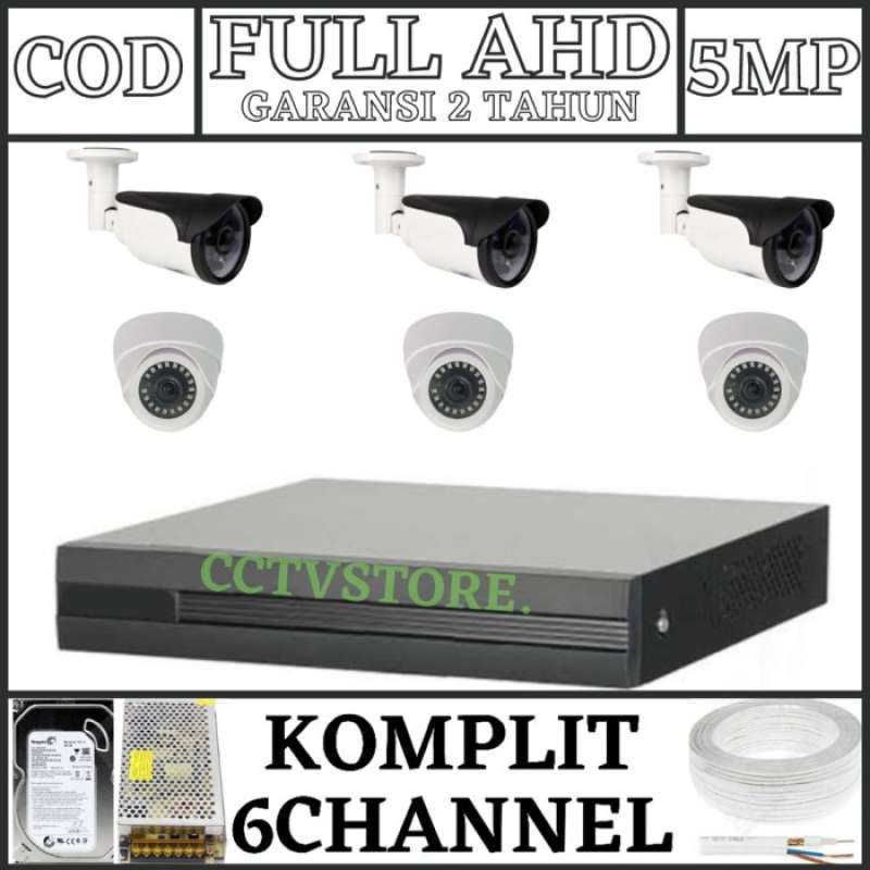 Promo New Paket Cctv 6 Channel Ahd 1080P 5Mp Komplit Tinggal Pasang New ...