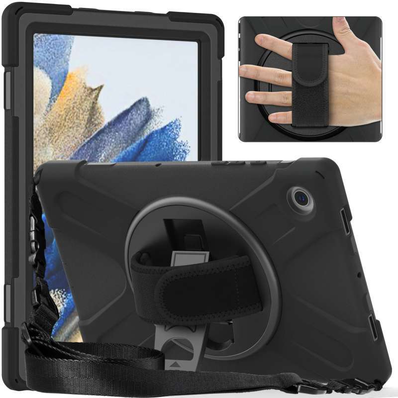 Hard Case Armor For Samsung Tab A8 inch SM-X200 SM-X205 2021 Cover  Bumper Shock Resistant Shoulder Hand Strap TD753 Casing Heavy Duty Rugged