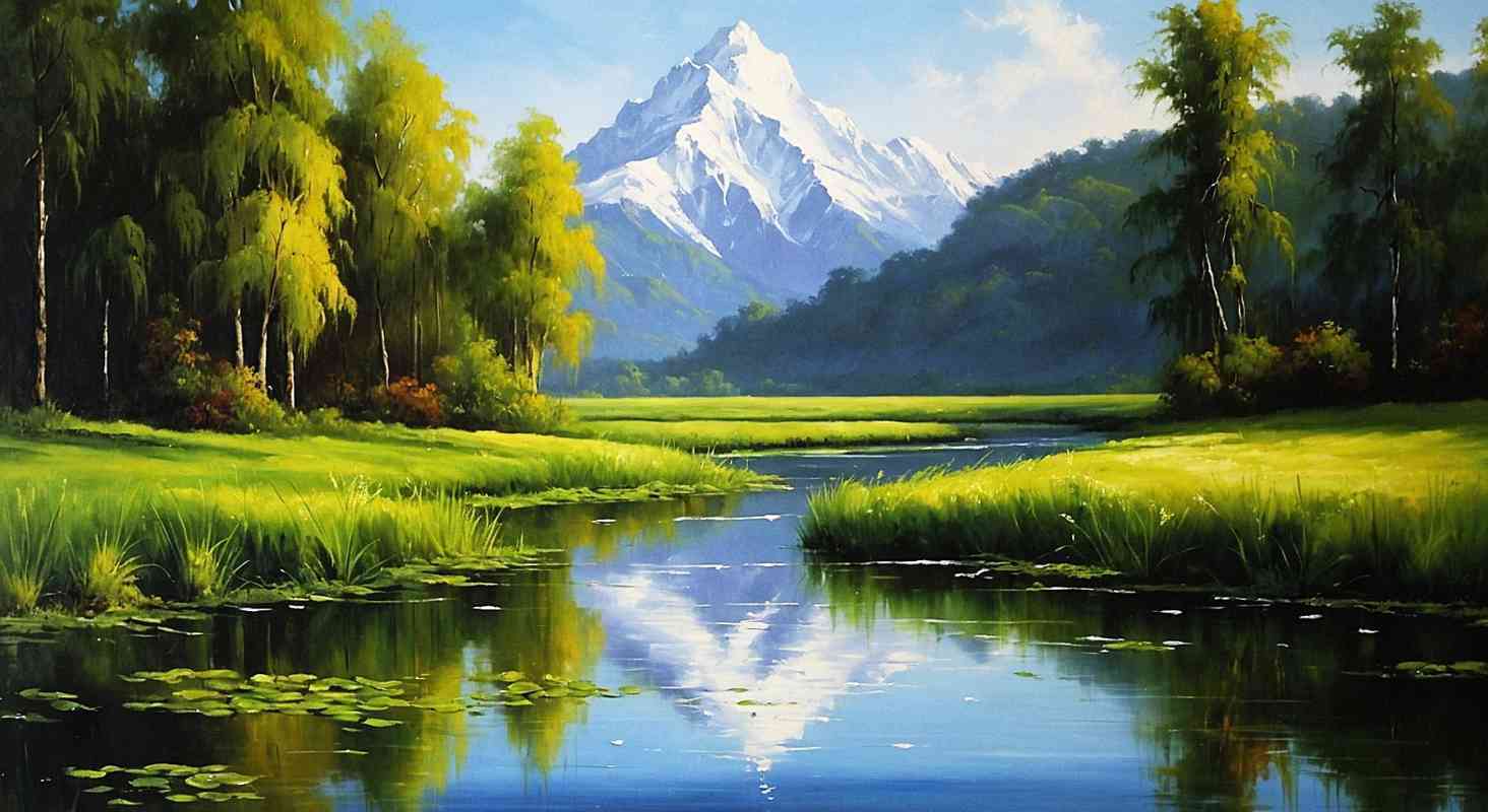 lukisan pemandangan sederhana