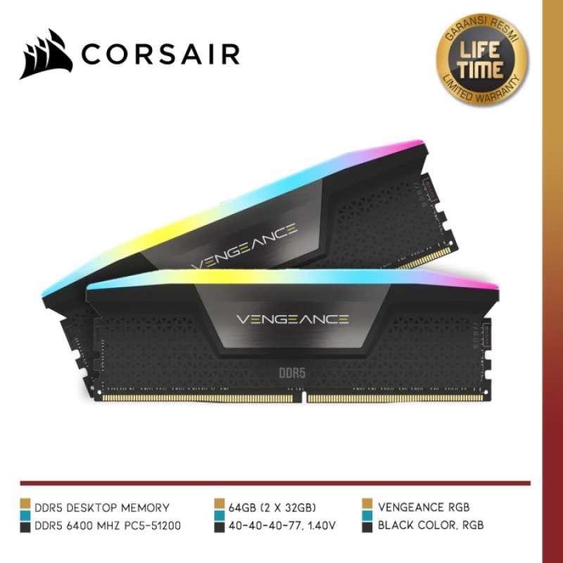 Jual Corsair Cmh64gx5m2b6400c32 | Vengeance Rgb 64gb (2x32gb) Ddr5 