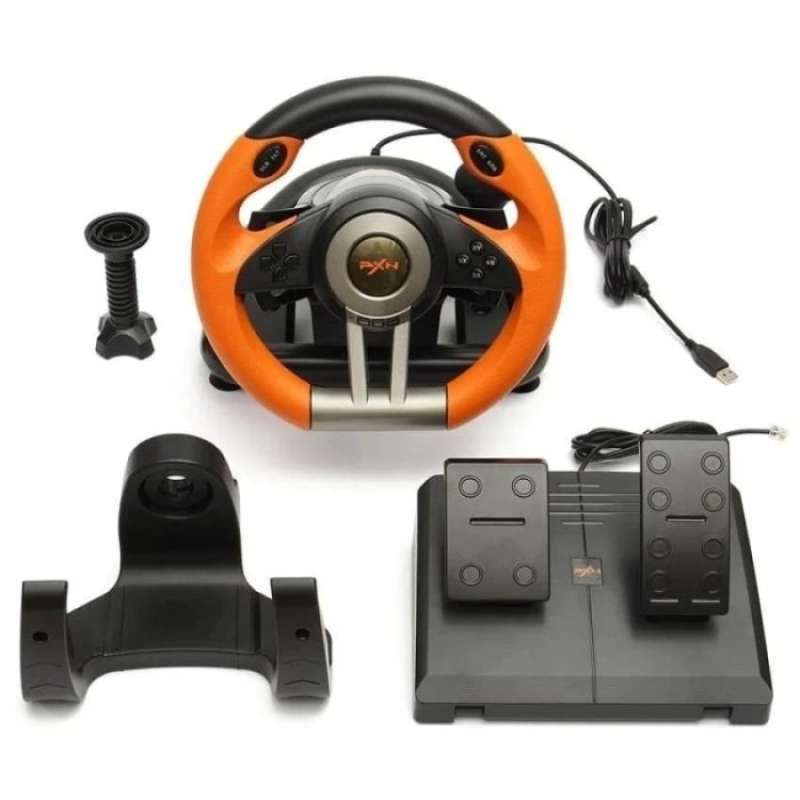 Promo PXN V3II Vibration Motor Racing Game Steering Wheel With Pedal PC ...