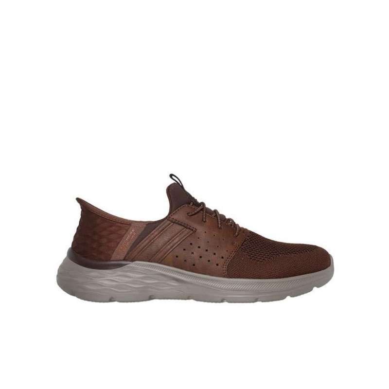 SKECHERS SLIP-INS GARNER MEN'S SNEAKER SHOES BROWN