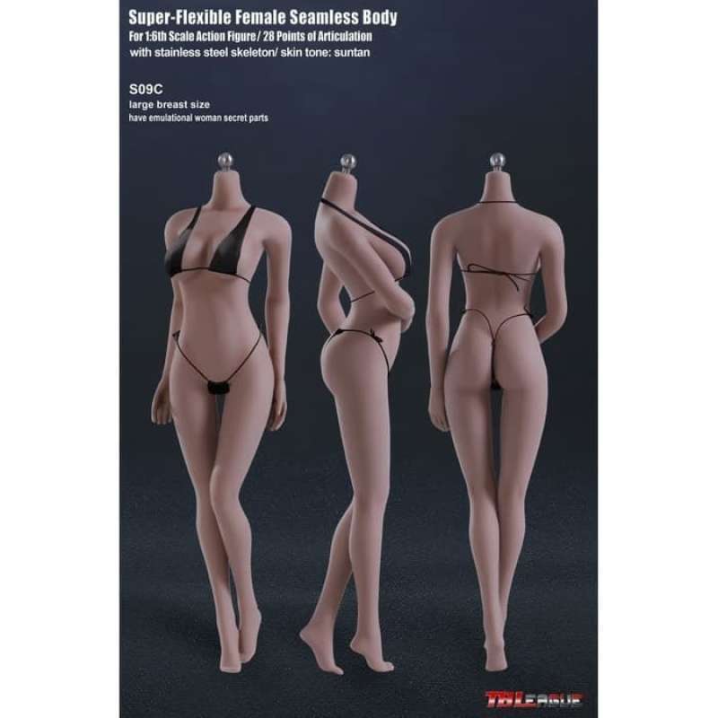 1/6 Scale TBLeague (Phicen) Suntan Female Seamless Body S12D - Large Bust With Steel Skeleton, 12 Inch