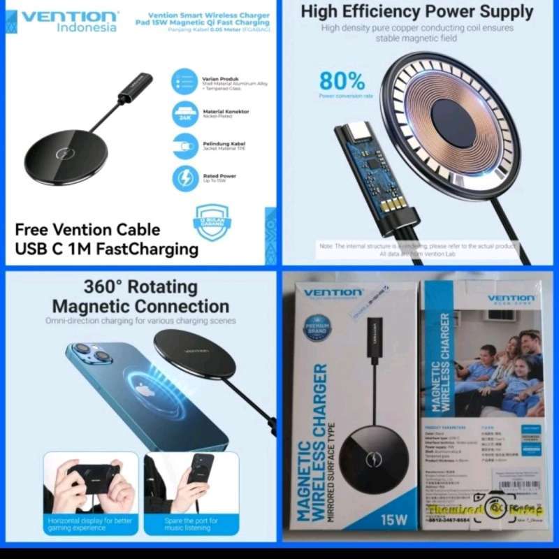 Vention Magnetic Wireless Charger Pad 15W Smart Qi Fast Charging FGA for  Android iPhone