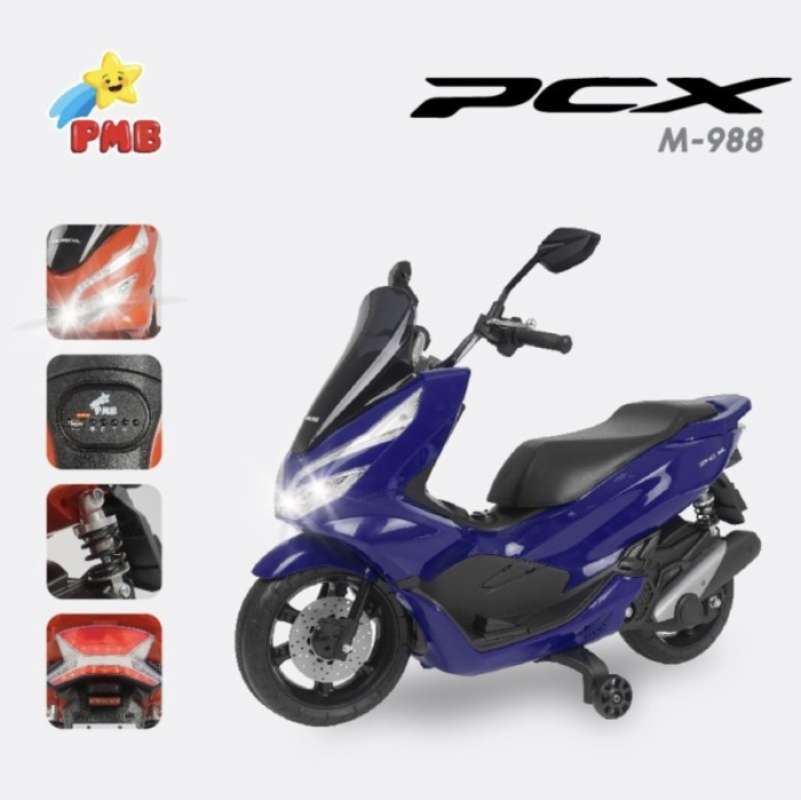 Promo Motor Aki Anak Pmb Pcx 988 M988 Motor Mainan Anak - Biru Diskon