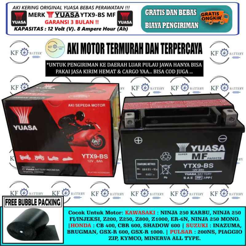 Promo Aki Motor Kawasaki Er6n, Z250, Z800, Z1000, Ktm Duke Ytx9-bs