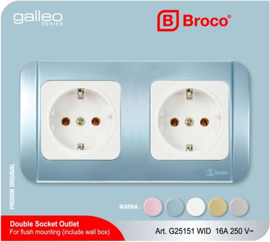 Jual Broco G25151 (b) Stop Kontak 2 Gang Wid Galleo Snow White Di