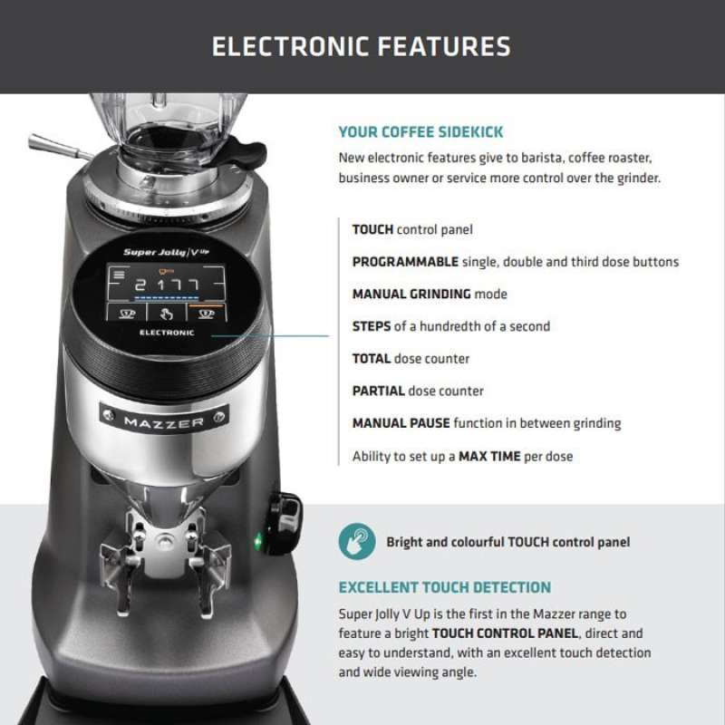 Mazzer Super Jolly V Up Electric Coffee Grinder (Grey) Mesin Penggiling  Biji Kopi Elektrik