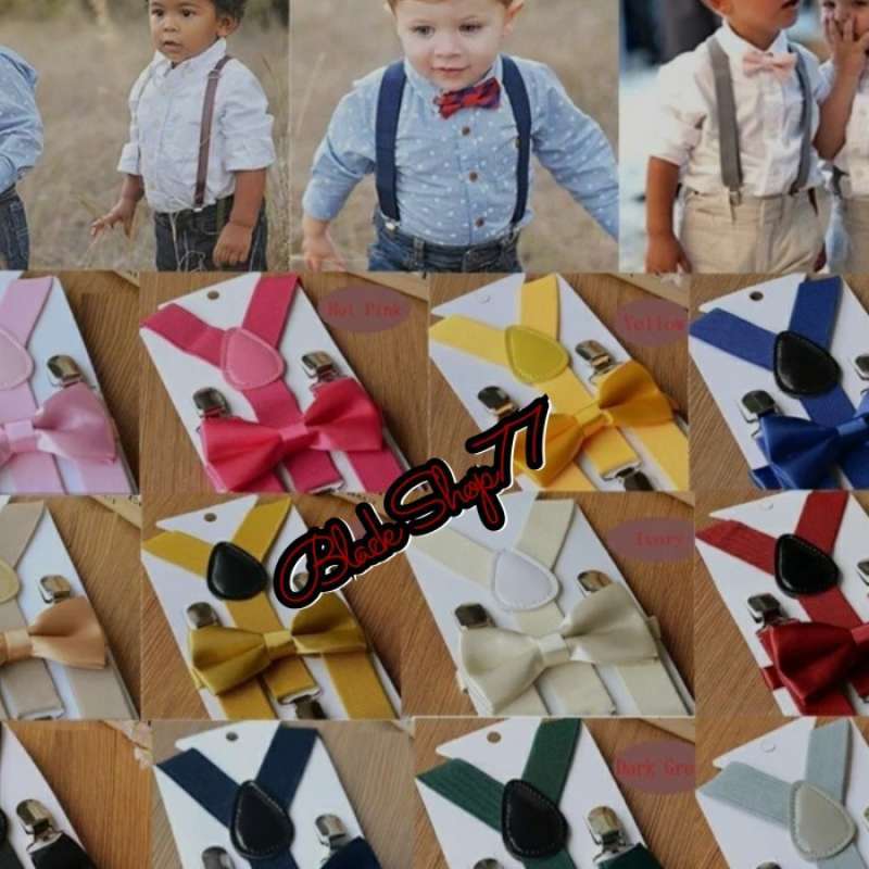 Promo Suspender Anak Dasi Kupu Kupu Set Hitam Merah Diskon 23% Di