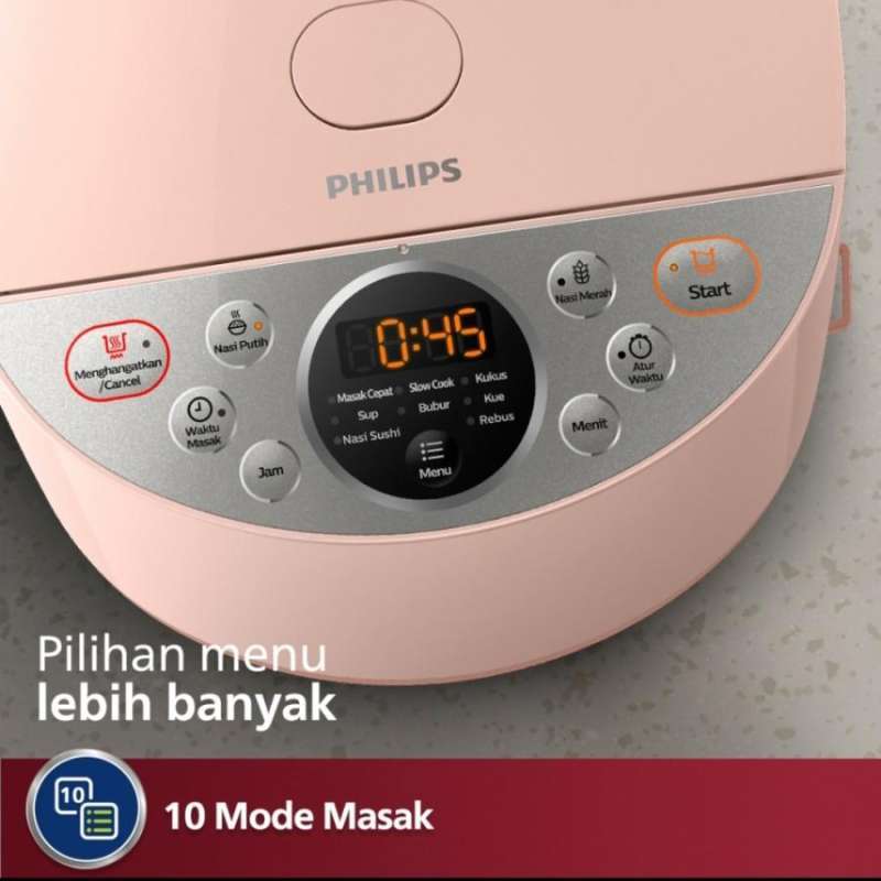 Jual Philips 1.8l Digital Rice Cooker Hd4515 Warna Merah Muda /hijau Di